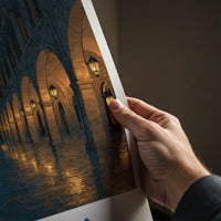 Kerkyra Poster - Greece Travel Art - Illuminated Arches Town Wall Art