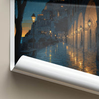 Kerkyra Poster - Greece Travel Art - Illuminated Arches Town Wall Art