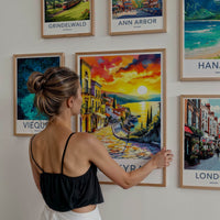 Kerkyra Poster - Greece Travel Art - Vibrant Village Sunset Home Decor