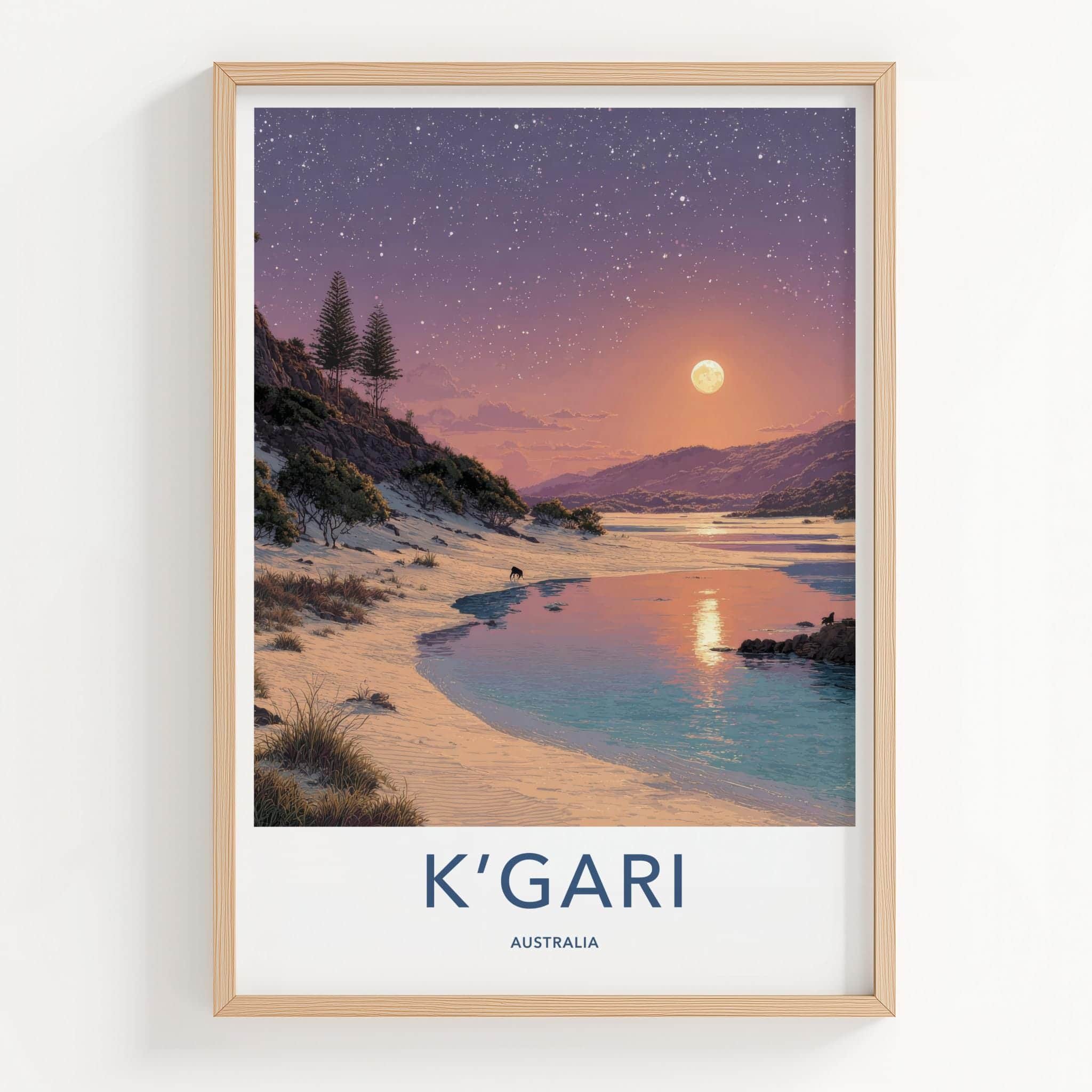 KGARI Poster - Australia Travel Art - Starry Night Beach Home Decor