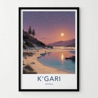 KGARI Poster - Australia Travel Art - Starry Night Beach Home Decor