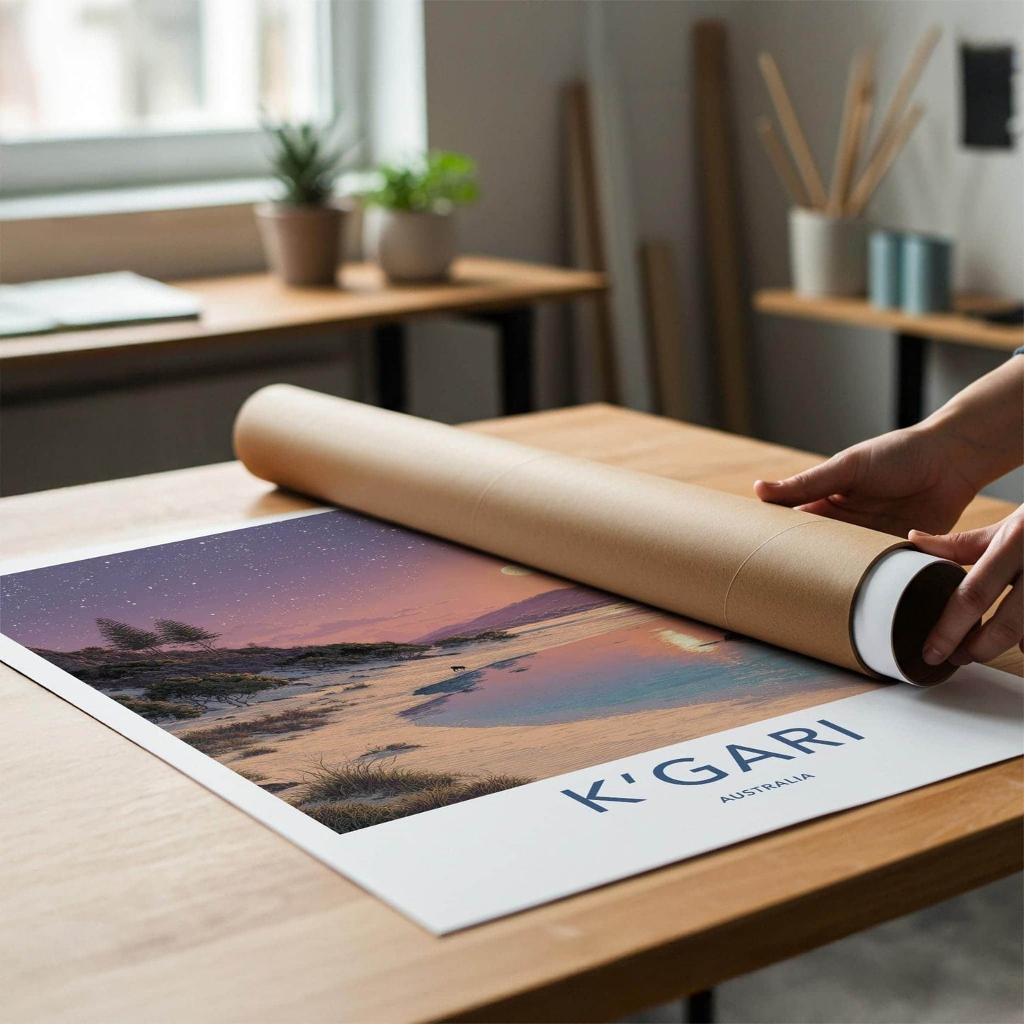 KGARI Poster - Australia Travel Art - Starry Night Beach Home Decor