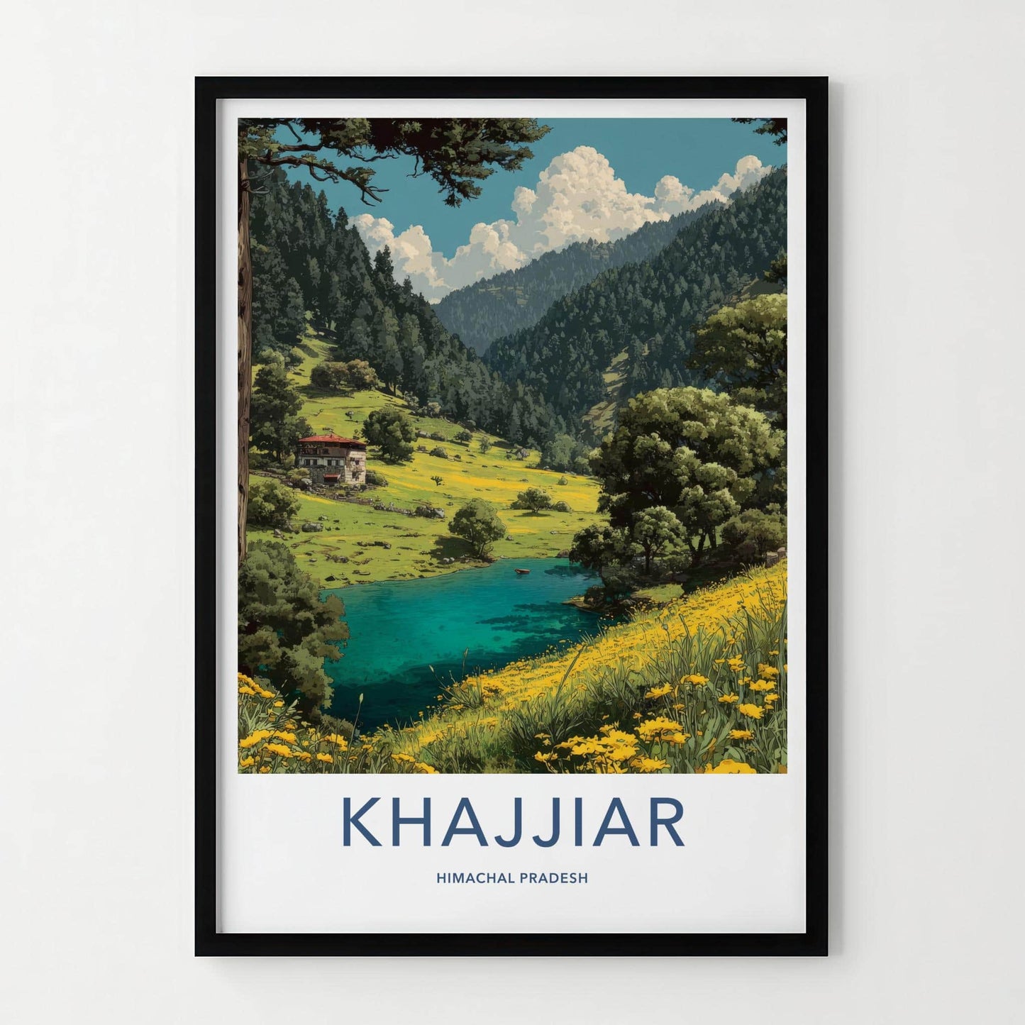 Khajjiar Poster - India Art Print - Himachal Pradesh Lake Meadow Gift
