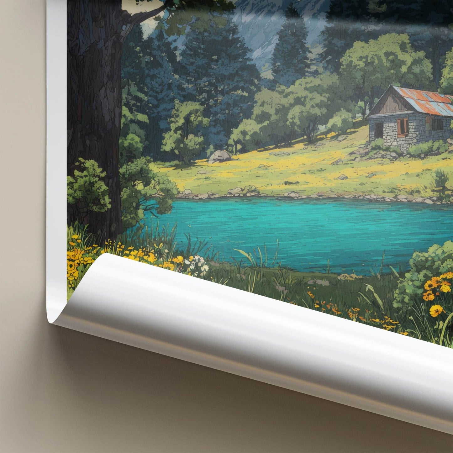Khajjiar Poster - India Himachal Pradesh Stone Cabin Travel Art
