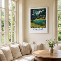 Khajjiar Poster - India Himachal Pradesh Stone Cabin Travel Art