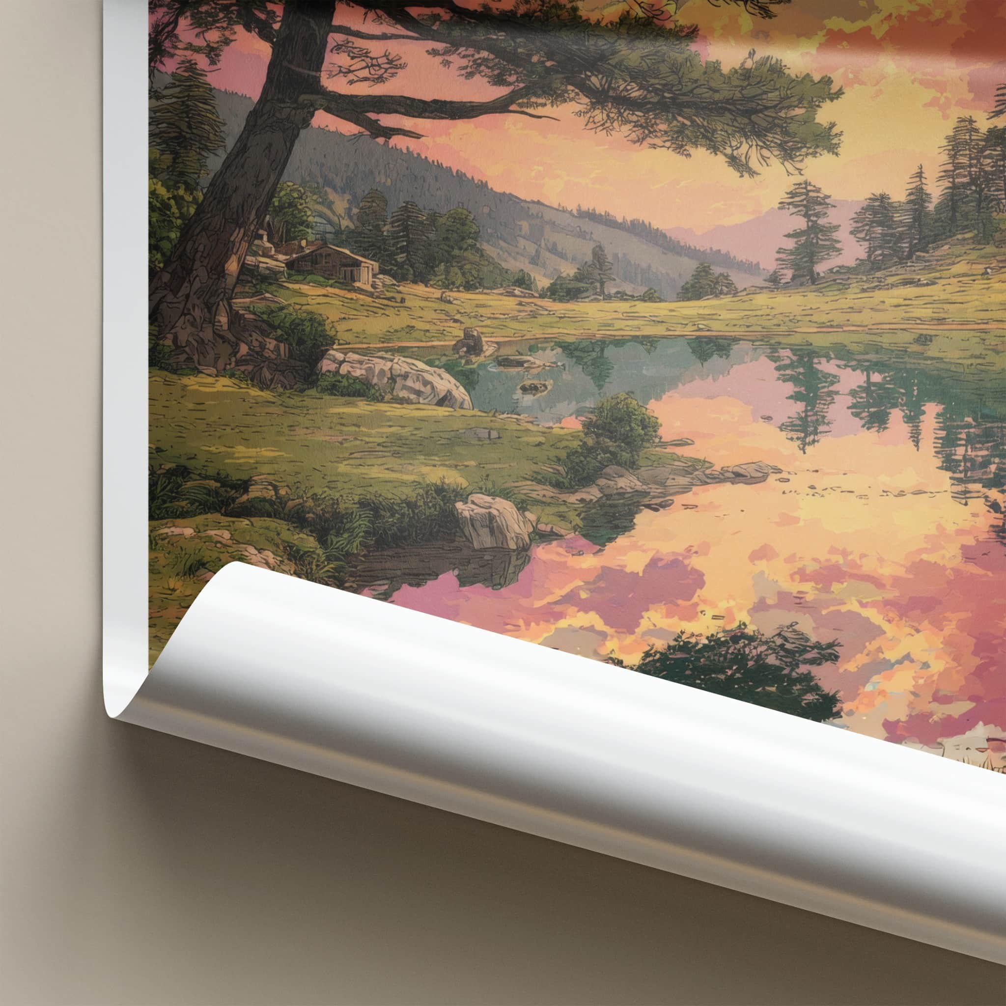 Khajjiar Poster - India Travel Art - Himachal Pradesh Cloud Reflections Home Decor