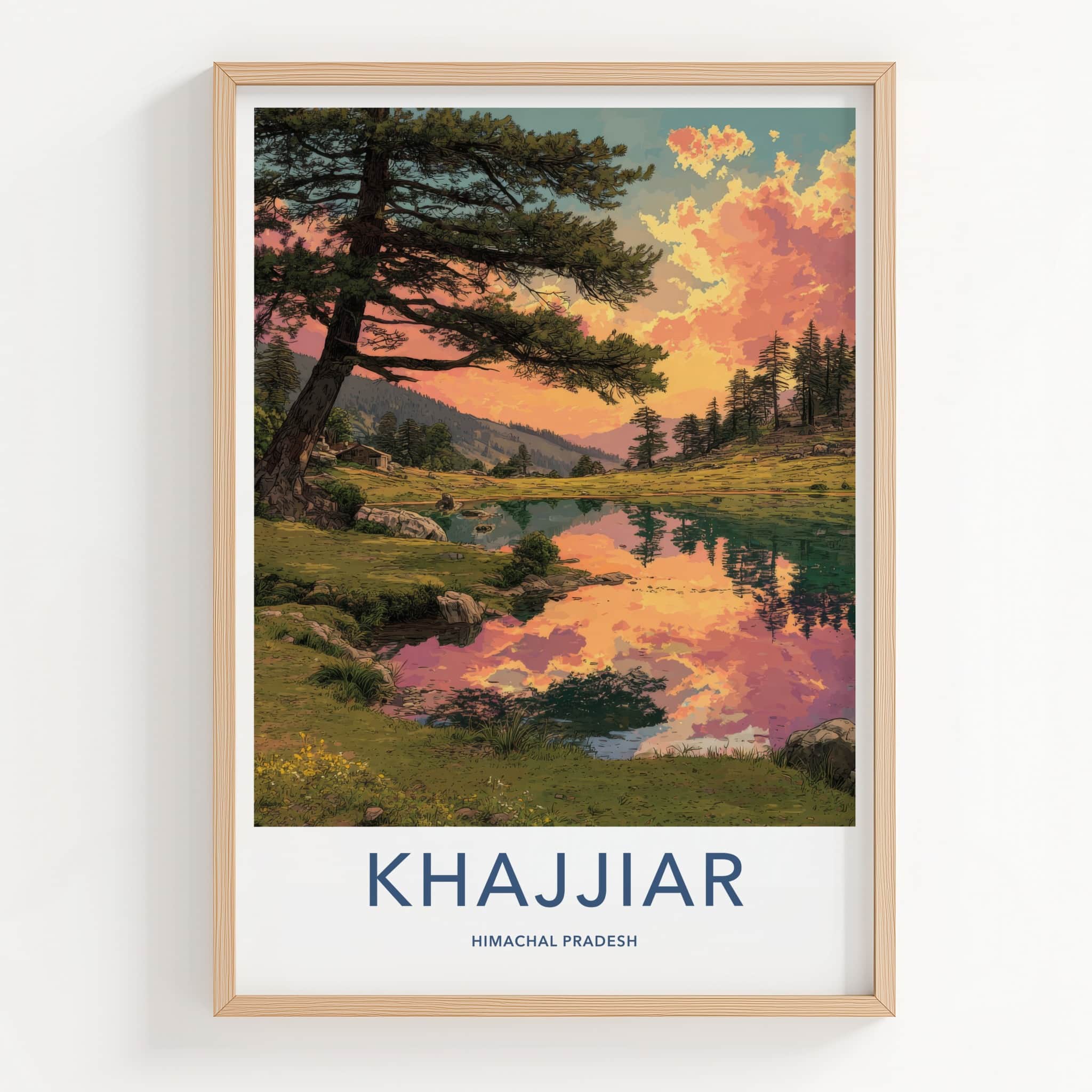 Khajjiar Poster - India Travel Art - Himachal Pradesh Cloud Reflections Home Decor