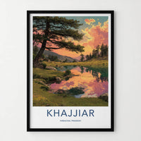 Khajjiar Poster - India Travel Art - Himachal Pradesh Cloud Reflections Home Decor