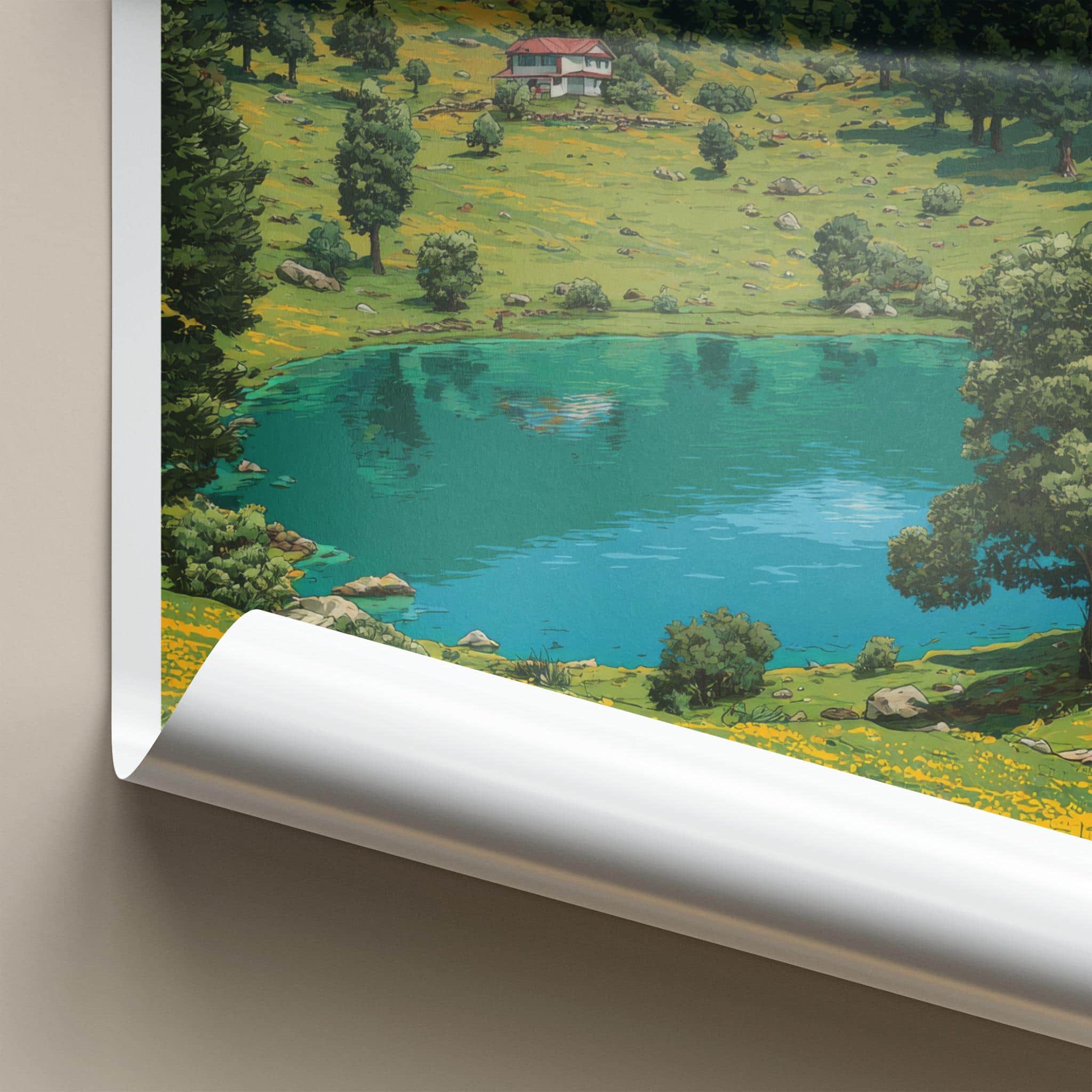 Khajjiar Poster - India Travel Art - Himachal Pradesh Scenic Valley Lake Home Decor