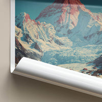 Khan Tengri Poster - Kazakhstan Travel Art - Red Peak Glacier Home Decor