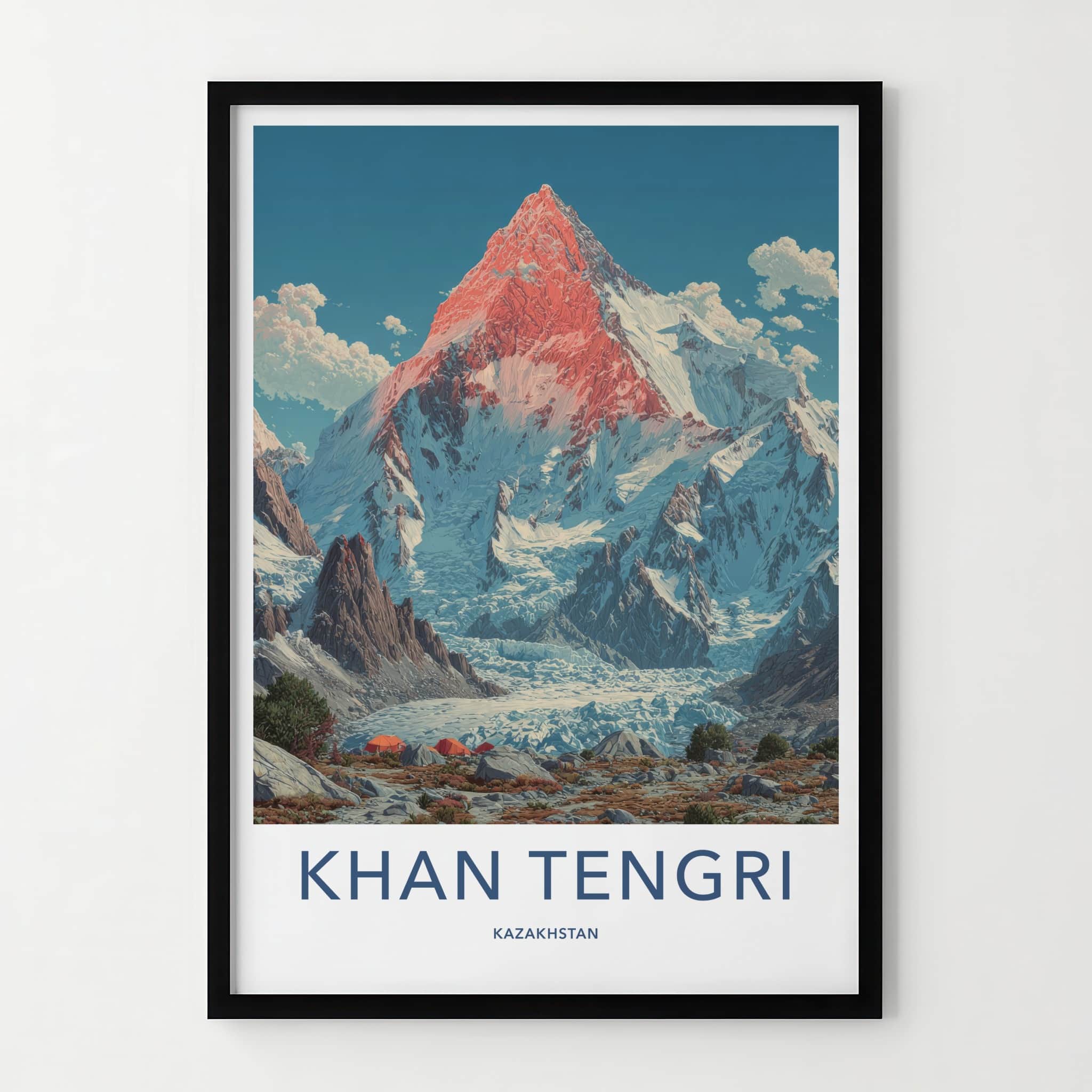 Khan Tengri Poster - Kazakhstan Travel Print - Red Peak Tents Wall Decor