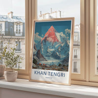 Khan Tengri Poster - Kazakhstan Travel Print - Red Peak Tents Wall Decor