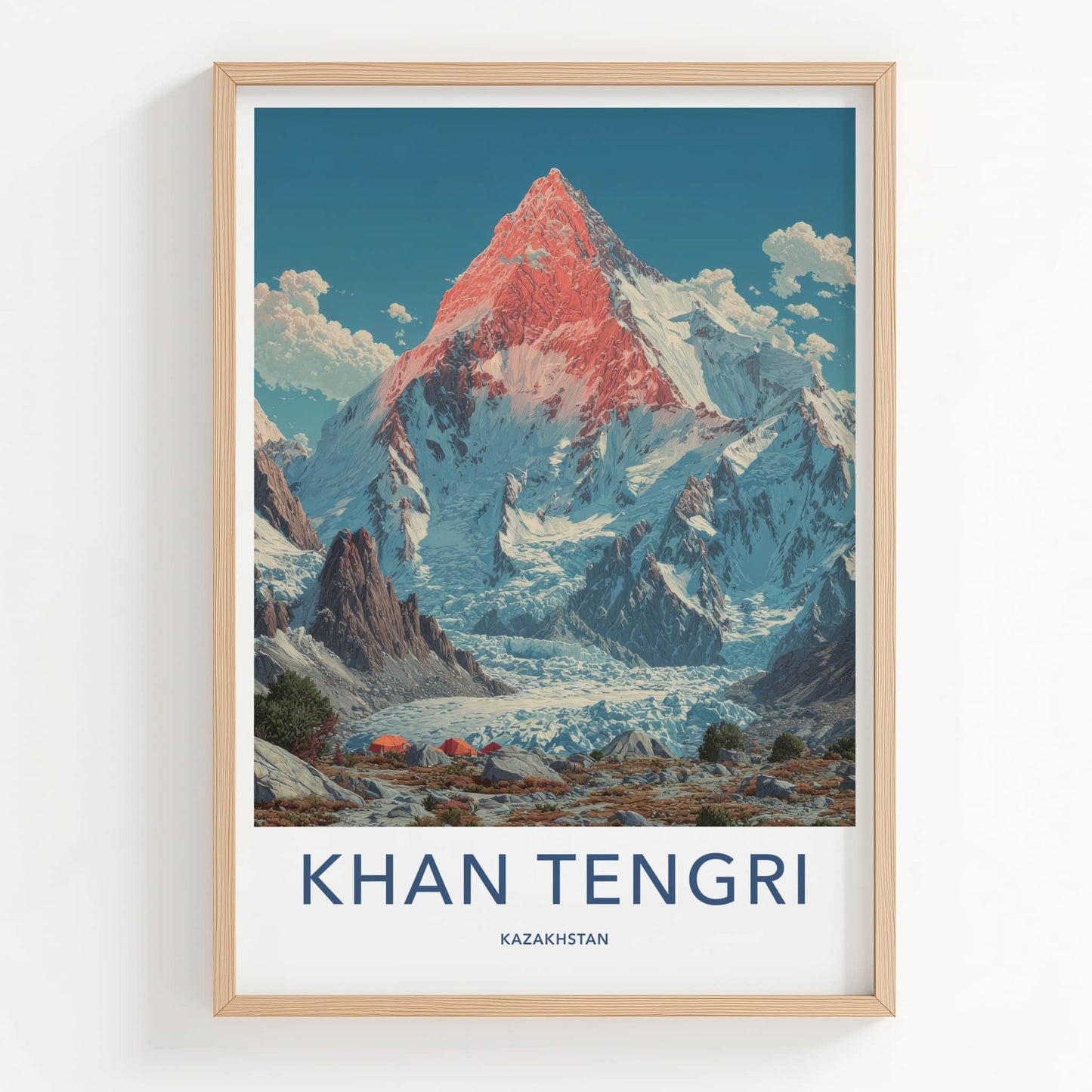 Khan Tengri Poster - Kazakhstan Travel Print - Red Peak Tents Wall Decor