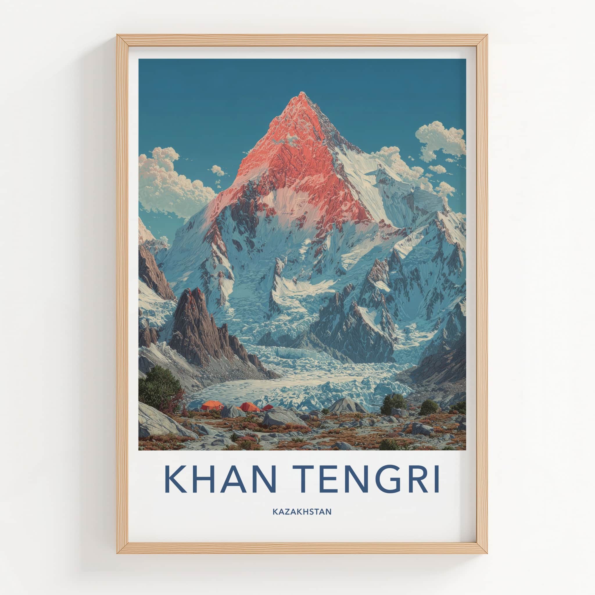 Khan Tengri Poster - Kazakhstan Travel Print - Red Peak Tents Wall Decor