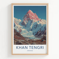 Khan Tengri Poster - Kyrgyzstan Travel Print - Pink Peak Sky Gallery Art