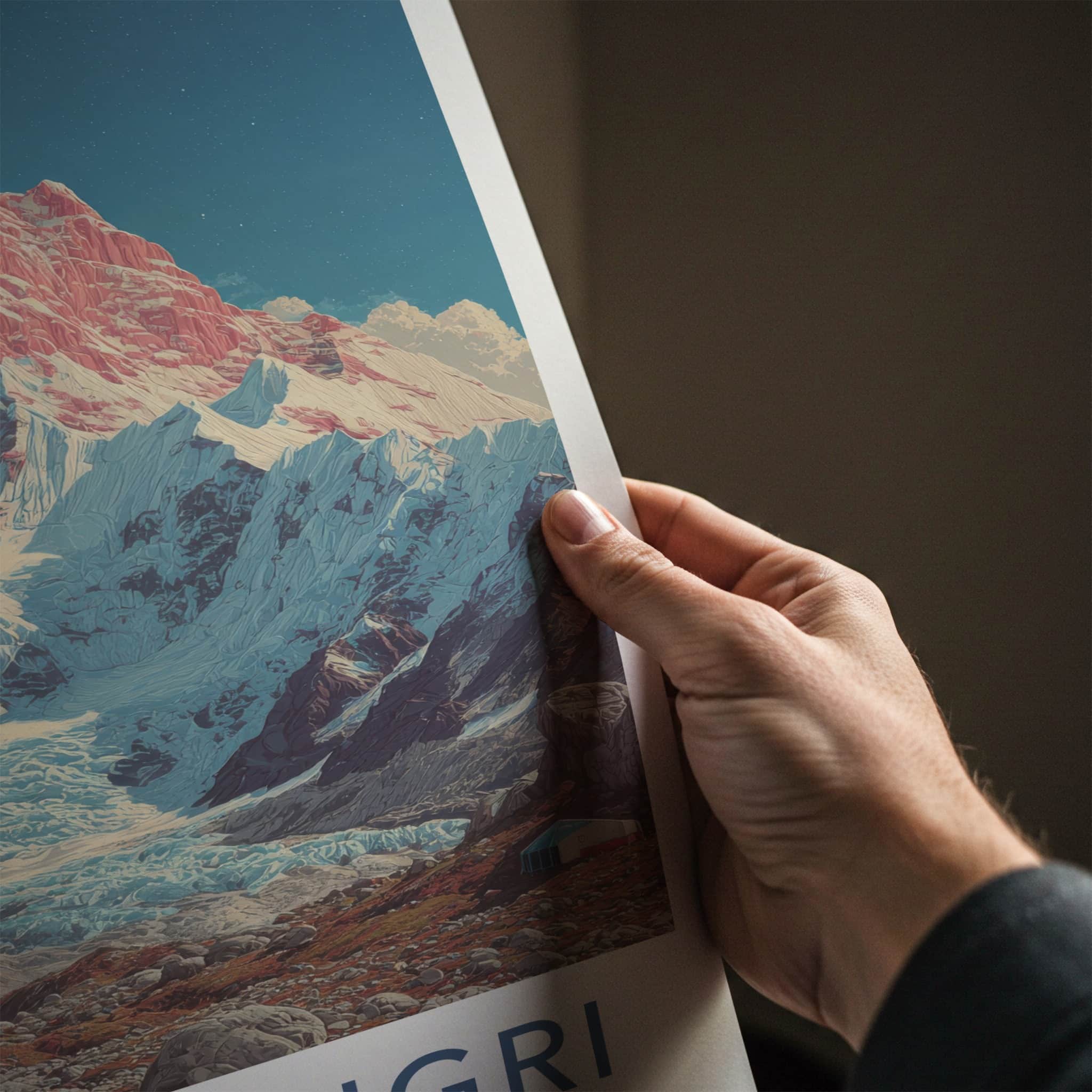 Khan Tengri Poster - Kyrgyzstan Travel Print - Pink Peak Sky Gallery Art