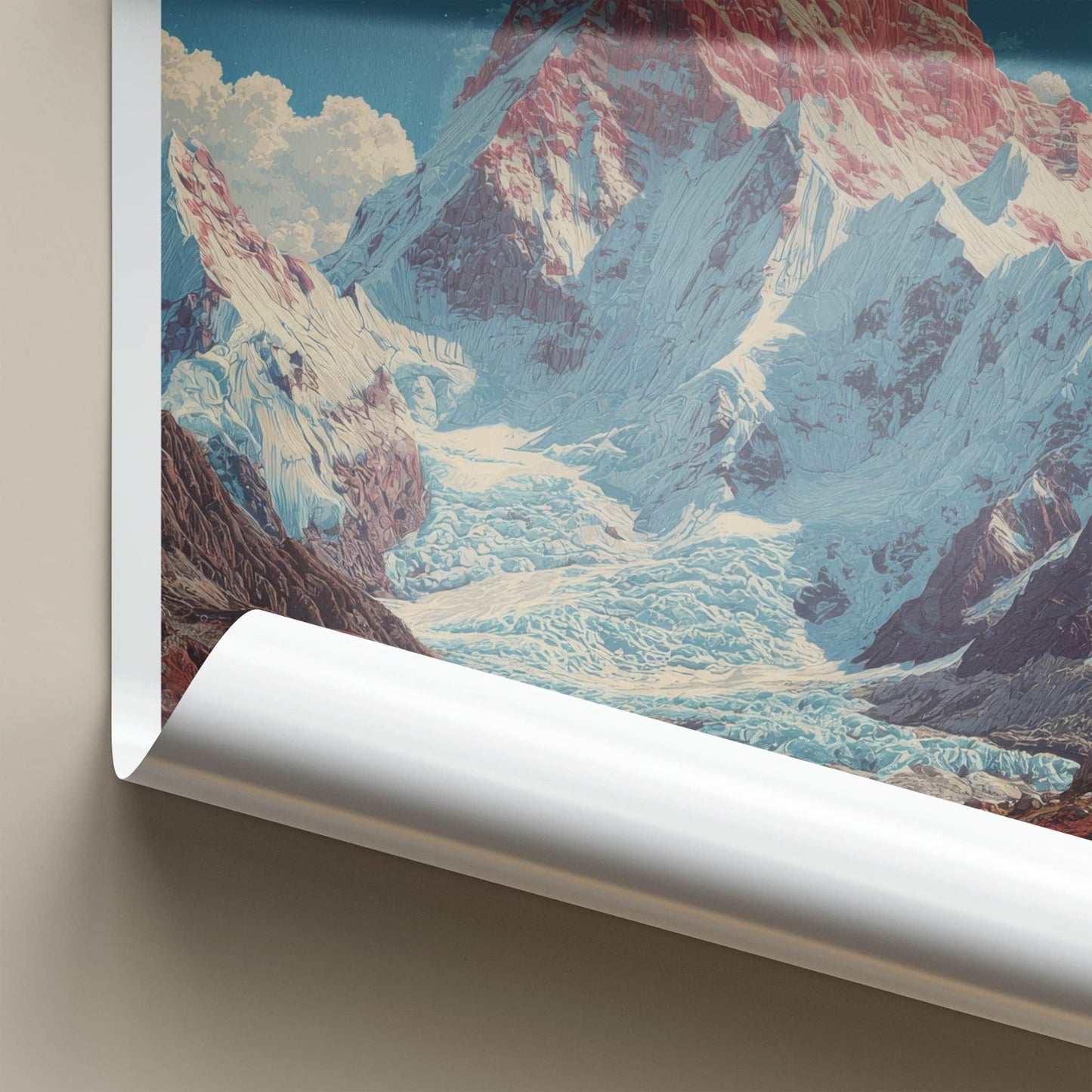 Khan Tengri Poster - Kyrgyzstan Travel Print - Pink Peak Sky Gallery Art
