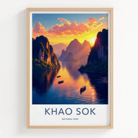 Khao Sok National Park Poster - Thailand Wall Art - Golden River Sunset Gift