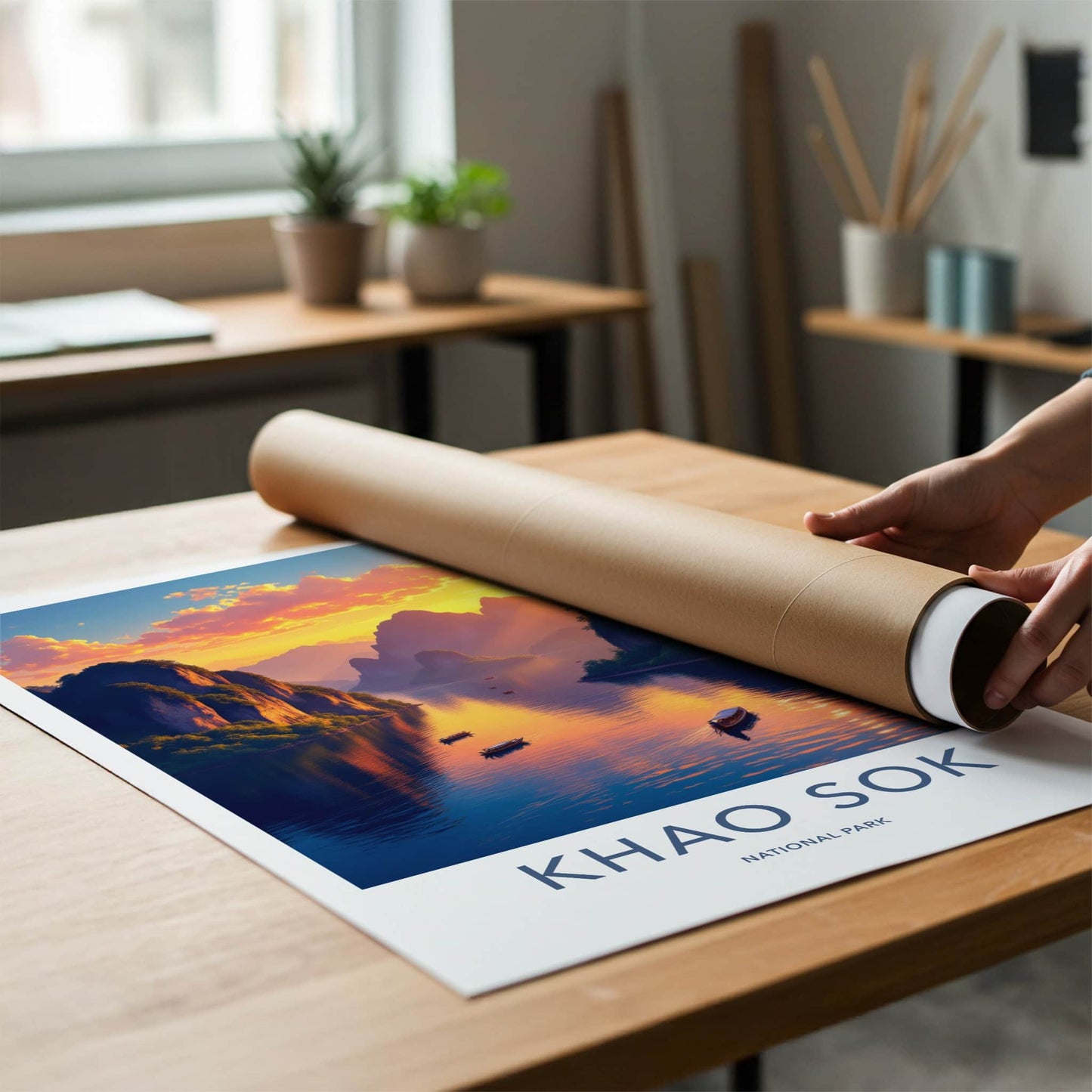 Khao Sok National Park Poster - Thailand Wall Art - Golden River Sunset Gift