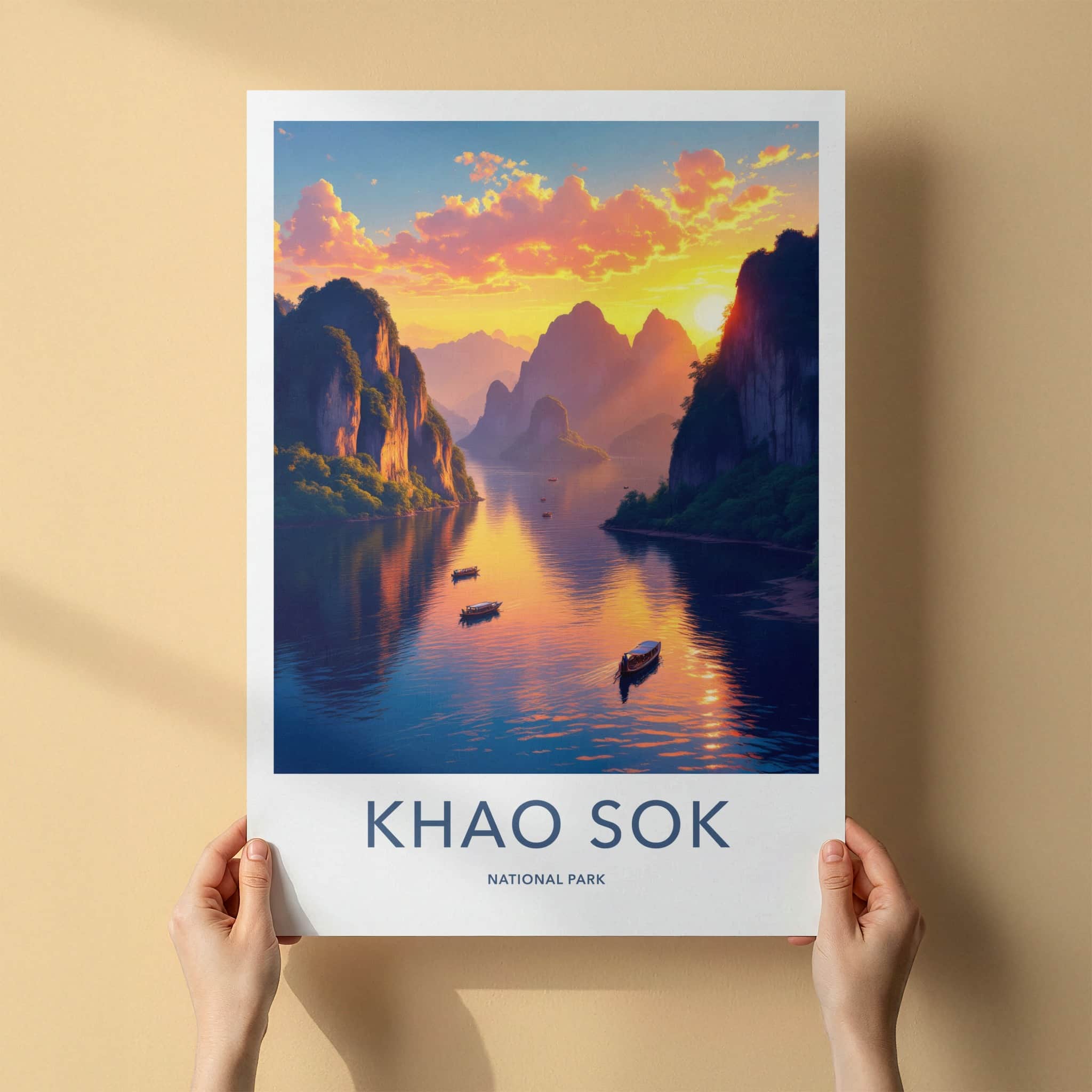 Khao Sok National Park Poster - Thailand Wall Art - Golden River Sunset Gift