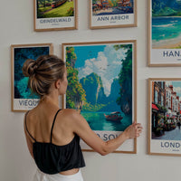 Khao Sok Poster - Thailand Travel Art - Boat Tropical Cliffs Home Decor