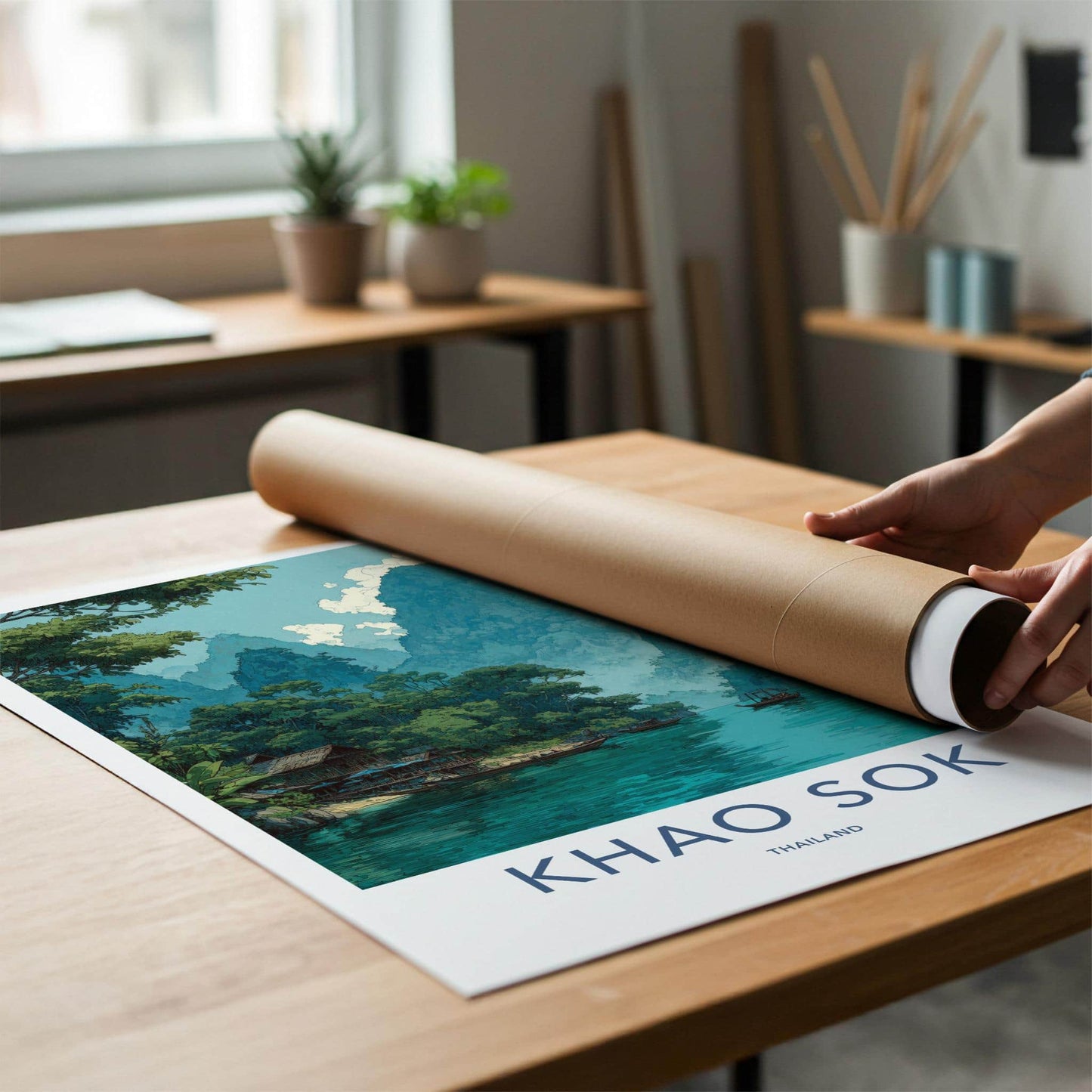 Khao Sok Poster - Thailand Travel Art - Jungle River Huts Wall Decor