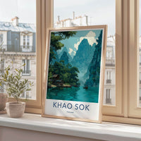 Khao Sok Poster - Thailand Travel Art - Jungle River Huts Wall Decor