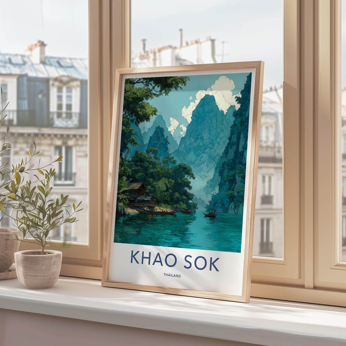 Khao Sok Poster - Thailand Travel Art - Jungle River Huts Wall Decor
