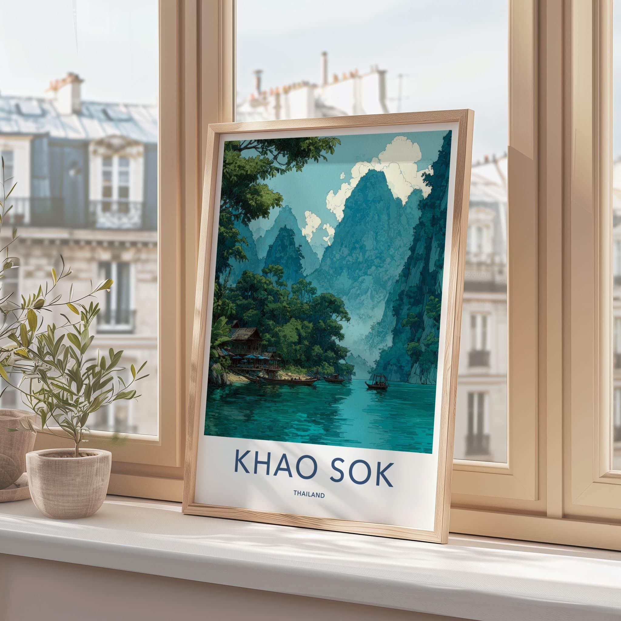 Khao Sok Poster - Thailand Travel Art - Jungle River Huts Wall Decor