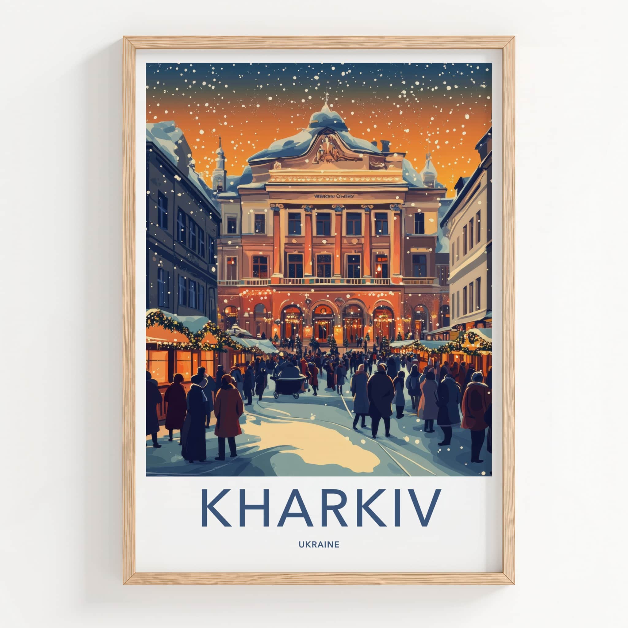 Kharkiv Poster - Ukraine Travel Art - Snowy Opera Evening Home Decor