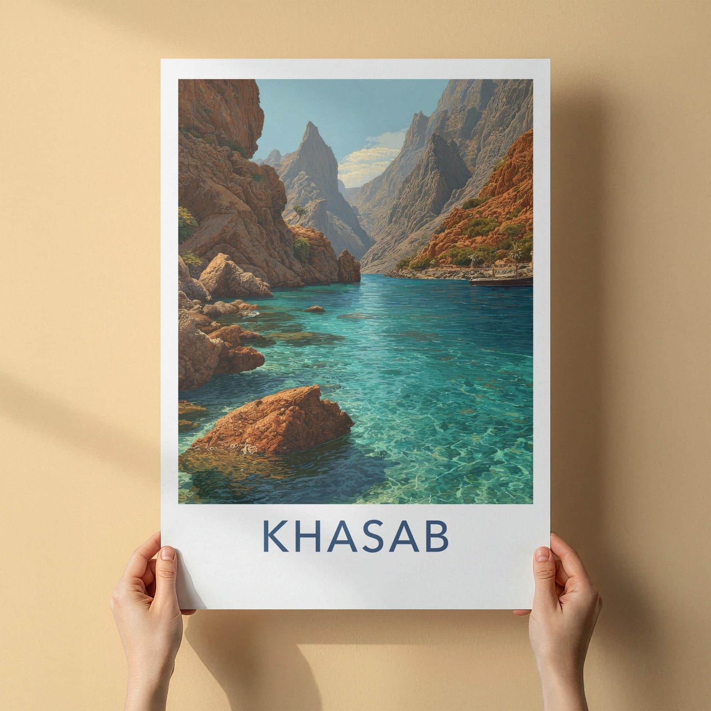 Khasab Poster - Oman Framed Print - Clear Fjord Inlet Lounge Decor