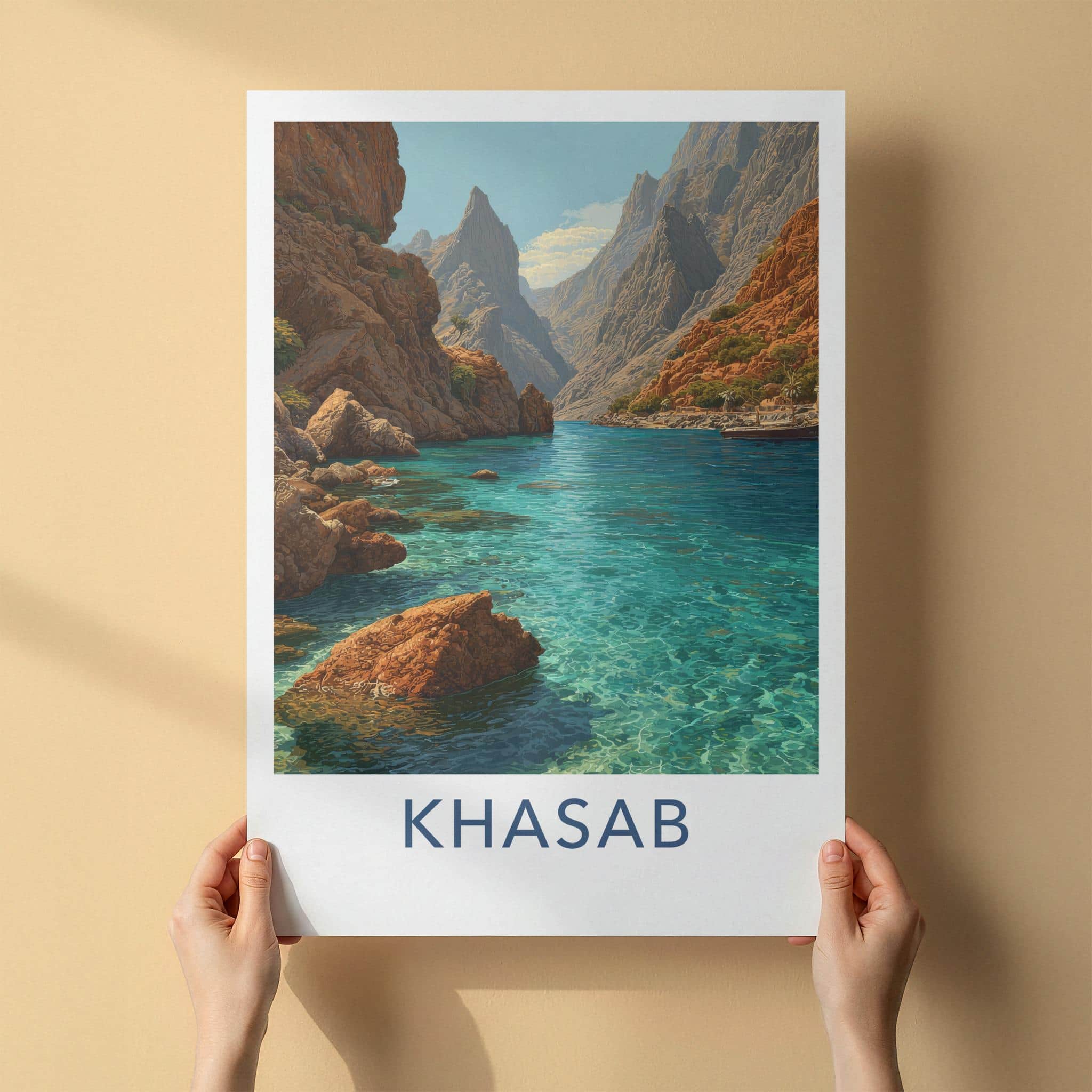 Khasab Poster - Oman Framed Print - Clear Fjord Inlet Lounge Decor