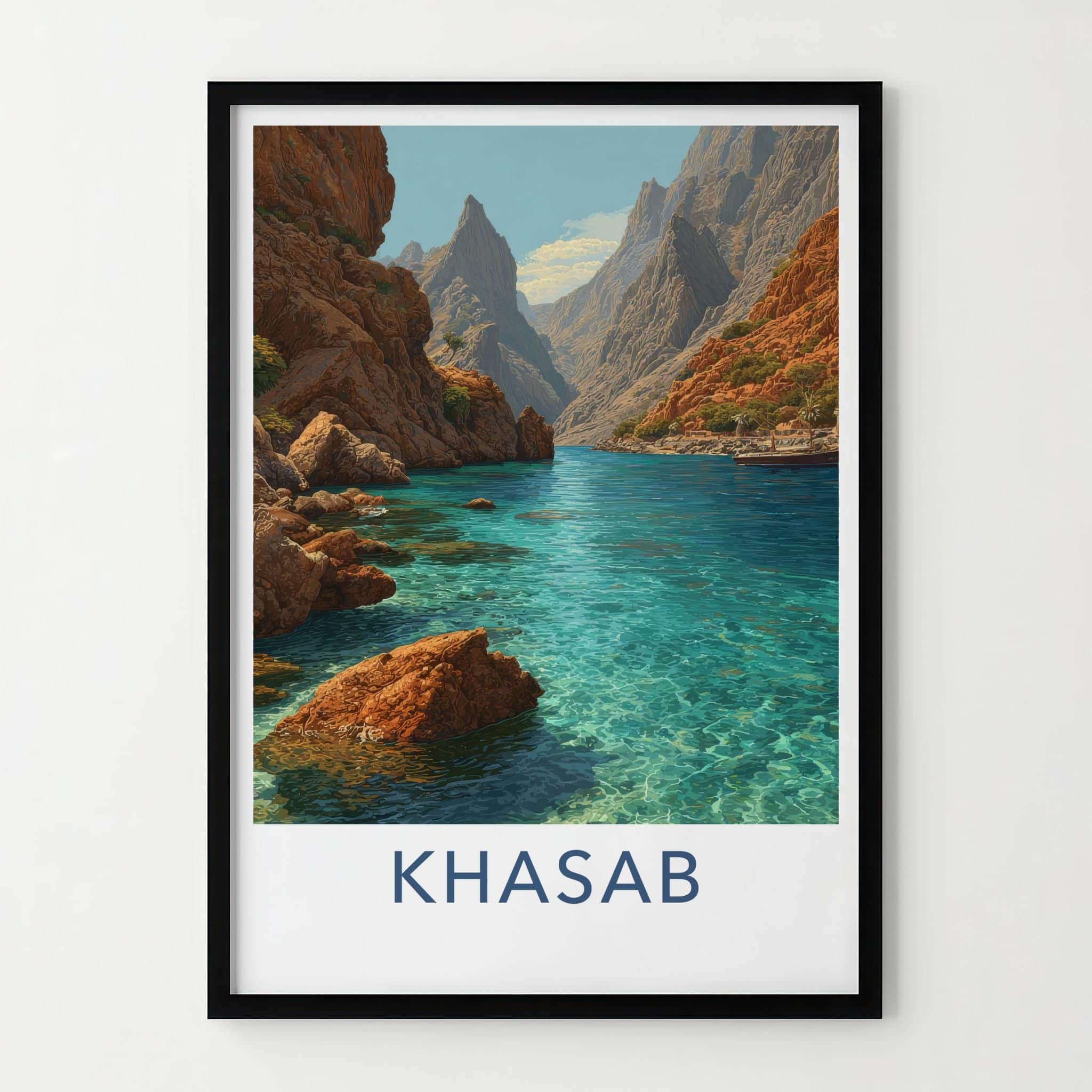 Khasab Poster - Oman Framed Print - Clear Fjord Inlet Lounge Decor