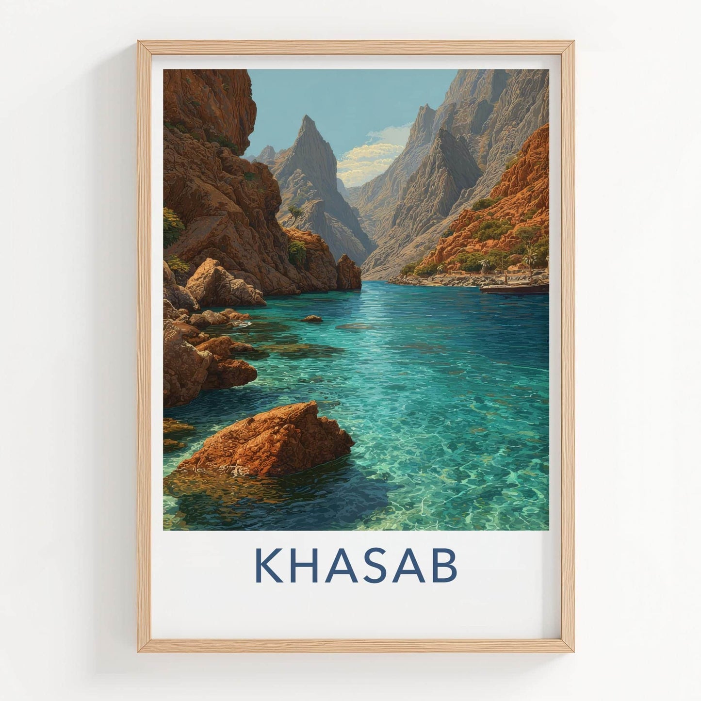 Khasab Poster - Oman Framed Print - Clear Fjord Inlet Lounge Decor