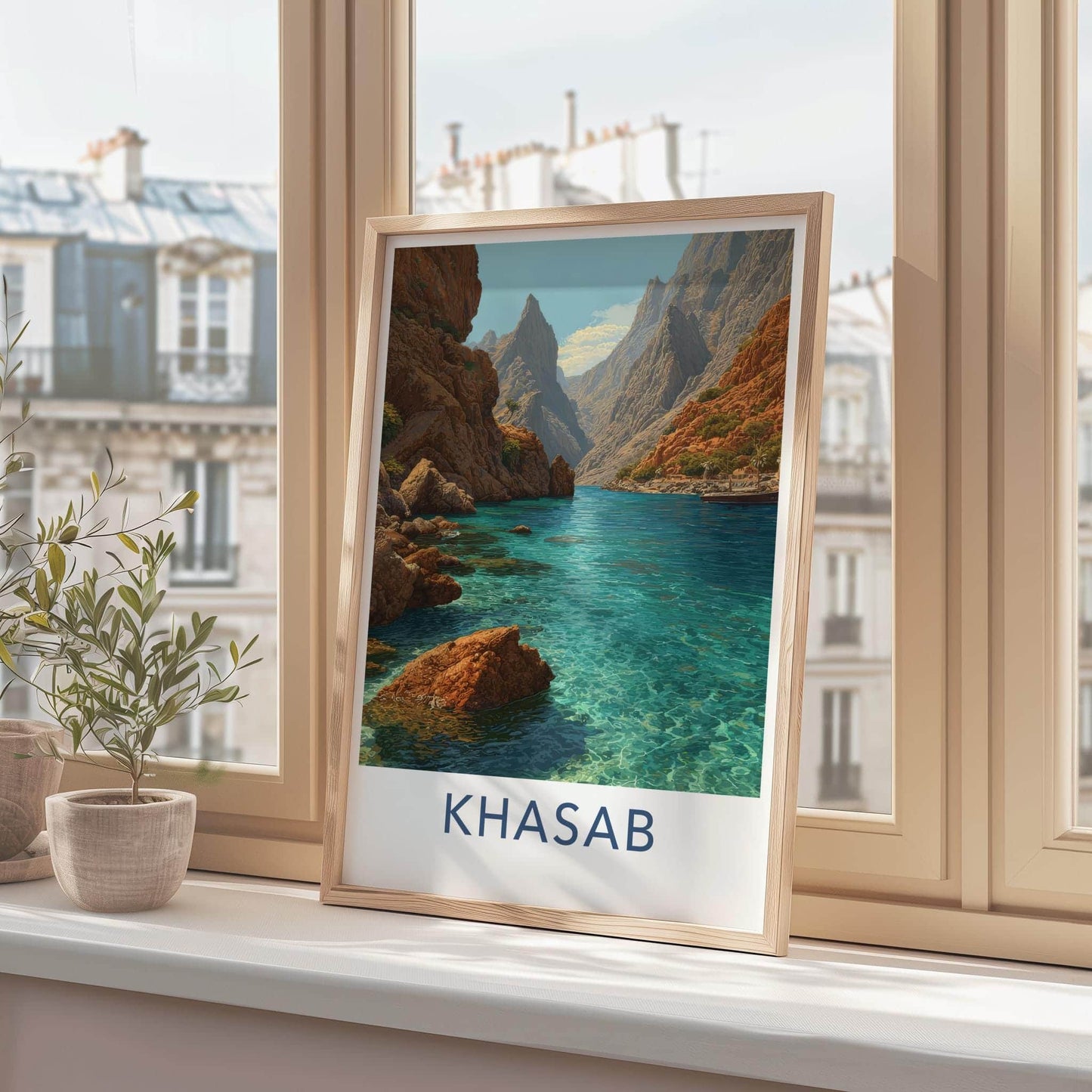 Khasab Poster - Oman Framed Print - Clear Fjord Inlet Lounge Decor
