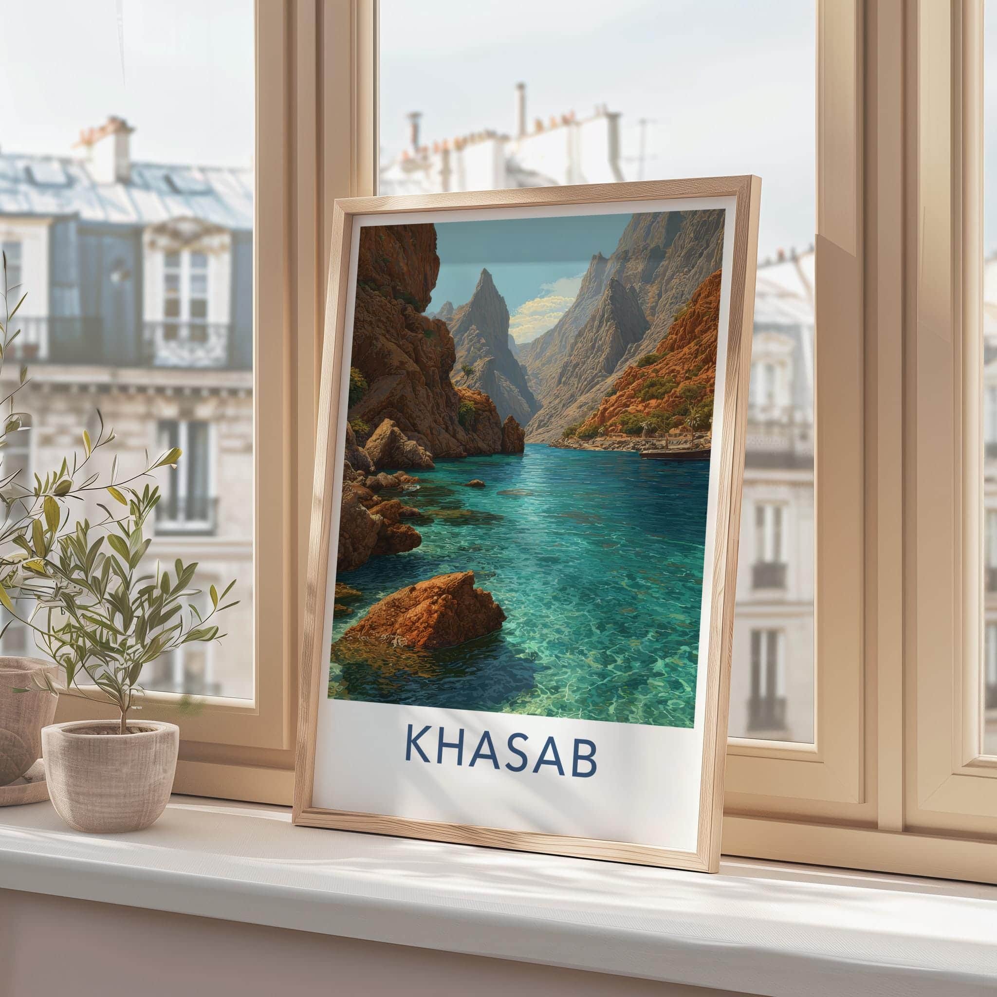 Khasab Poster - Oman Framed Print - Clear Fjord Inlet Lounge Decor