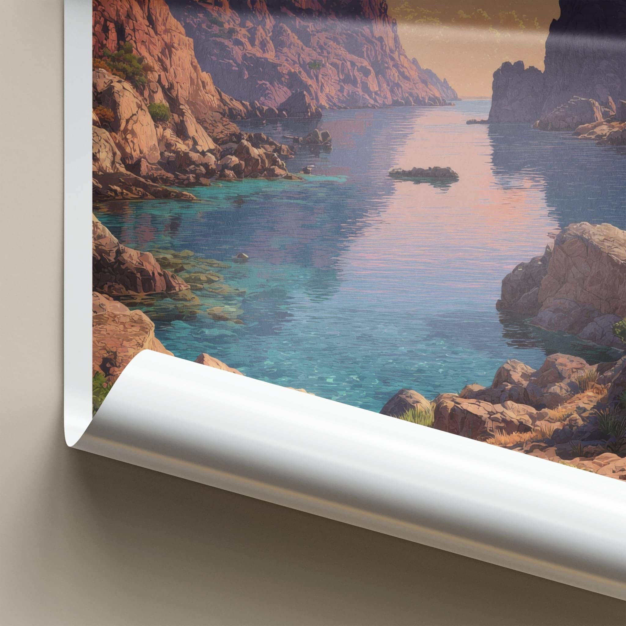 Khasab Poster - Oman Travel Art - Azure Water Cliffs Home Decor