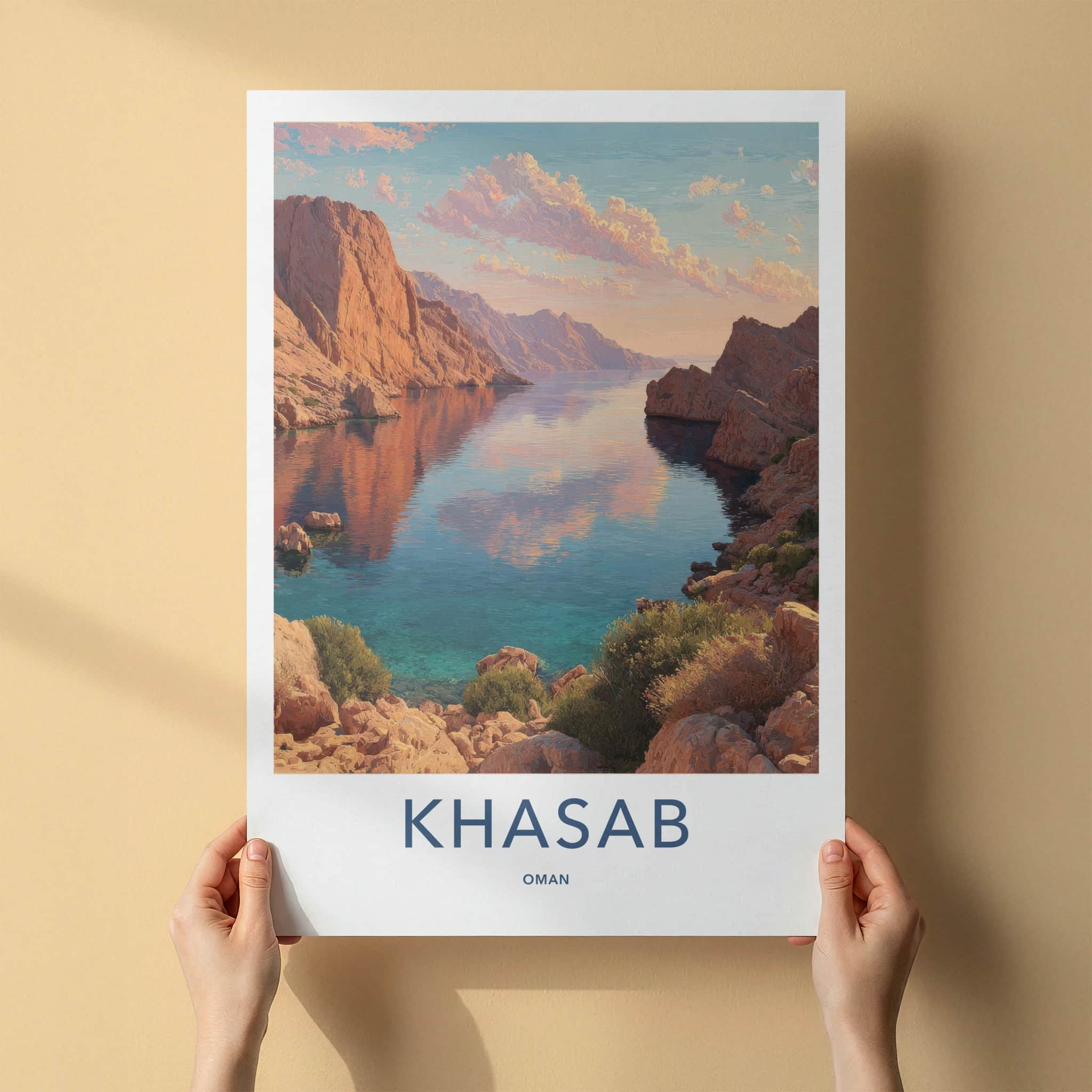 Khasab Poster - Oman Travel Art - Serene Fjord Sunset Home Decor