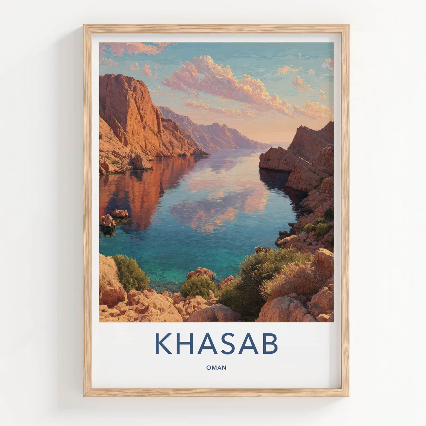 Khasab Poster - Oman Travel Art - Serene Fjord Sunset Home Decor