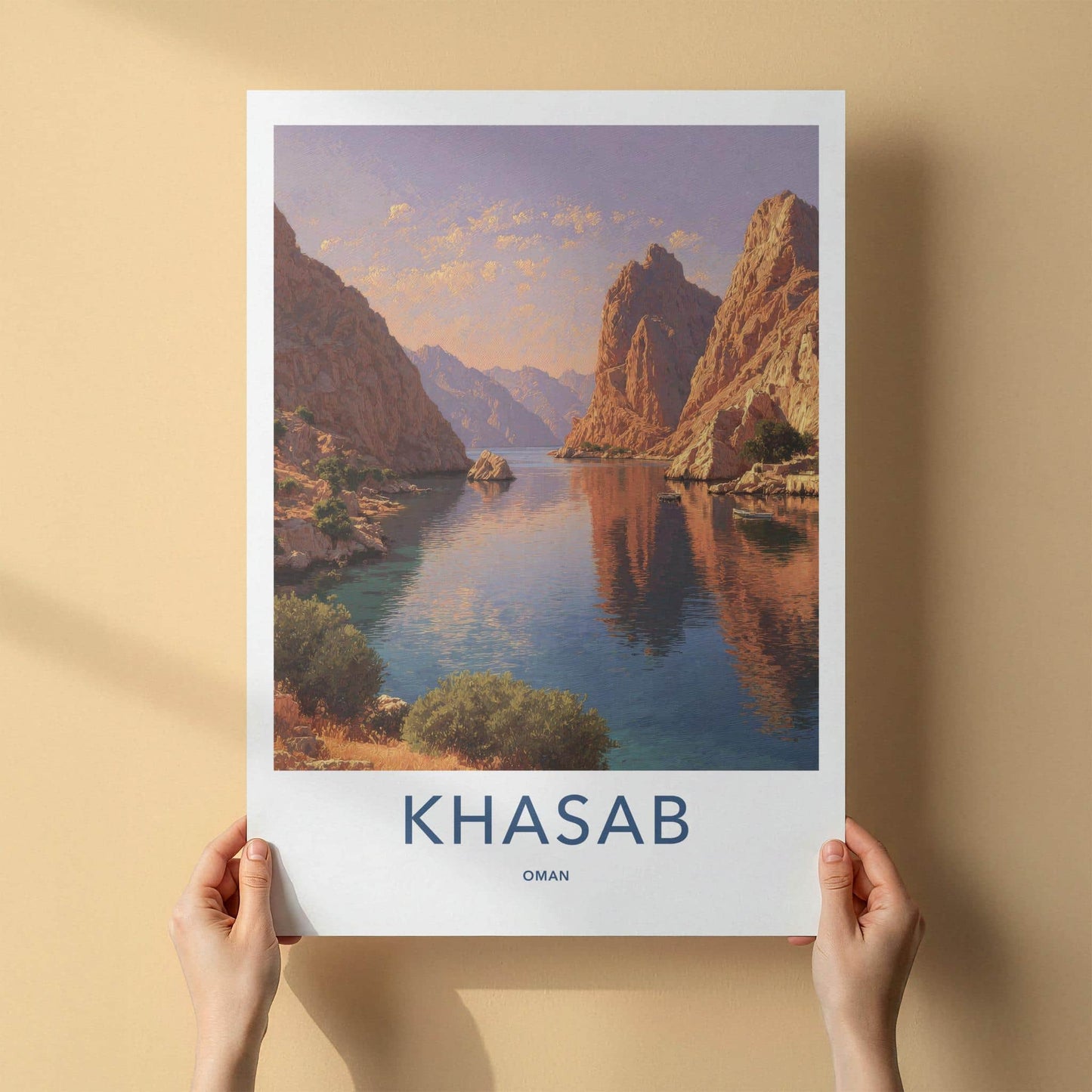 Khasab Poster - Oman Travel Art - Stunning Fjord Landscape Home Decor