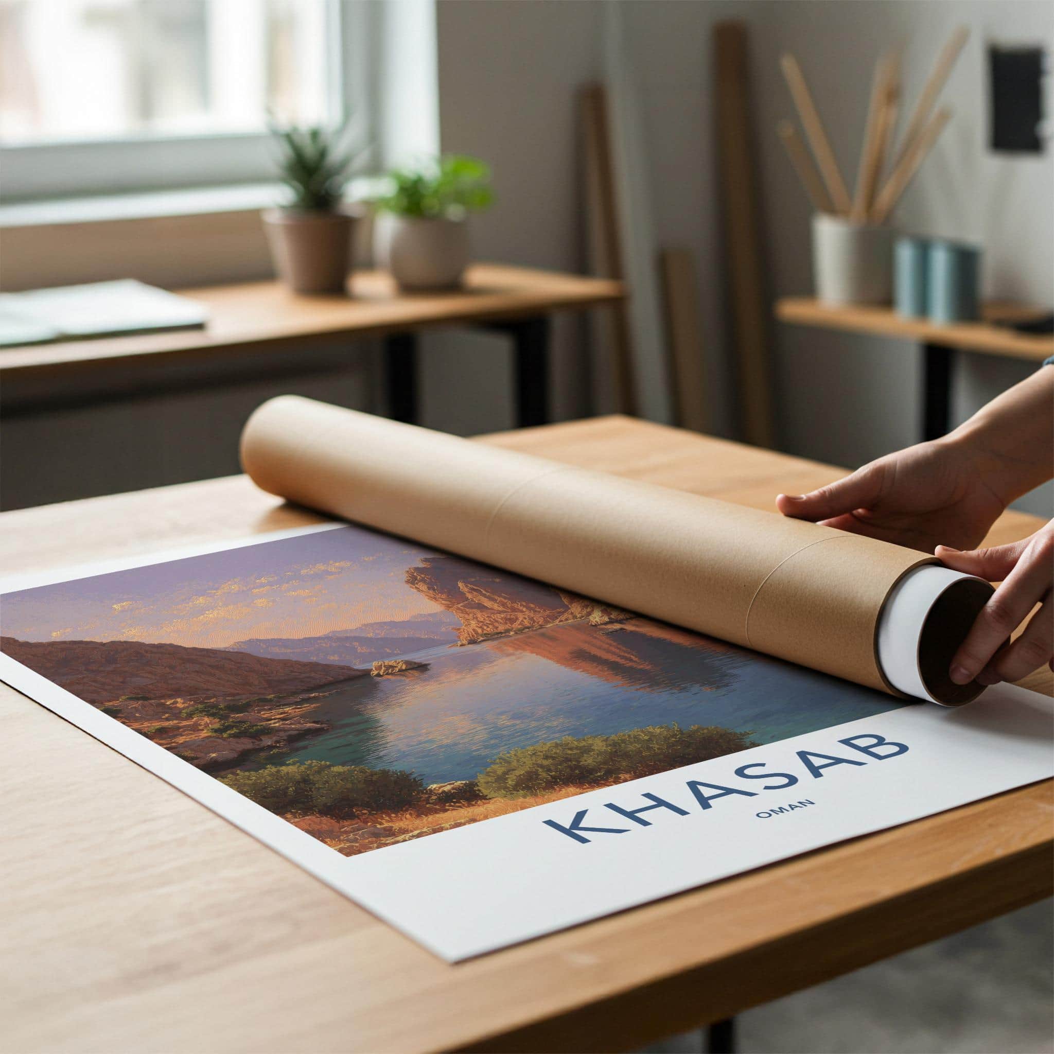 Khasab Poster - Oman Travel Art - Stunning Fjord Landscape Home Decor