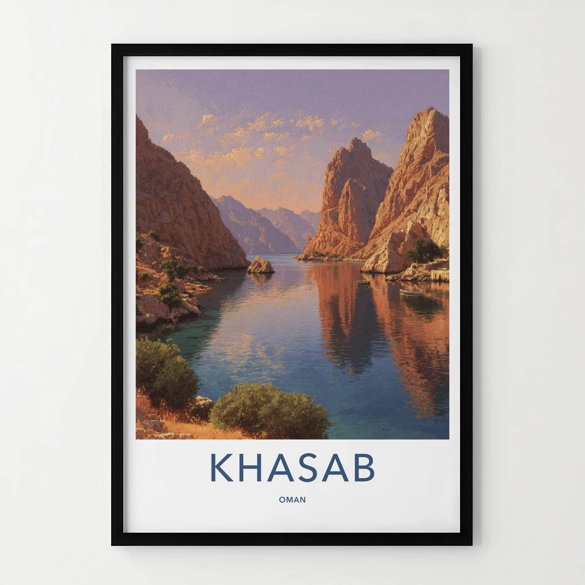 Khasab Poster - Oman Travel Art - Stunning Fjord Landscape Home Decor