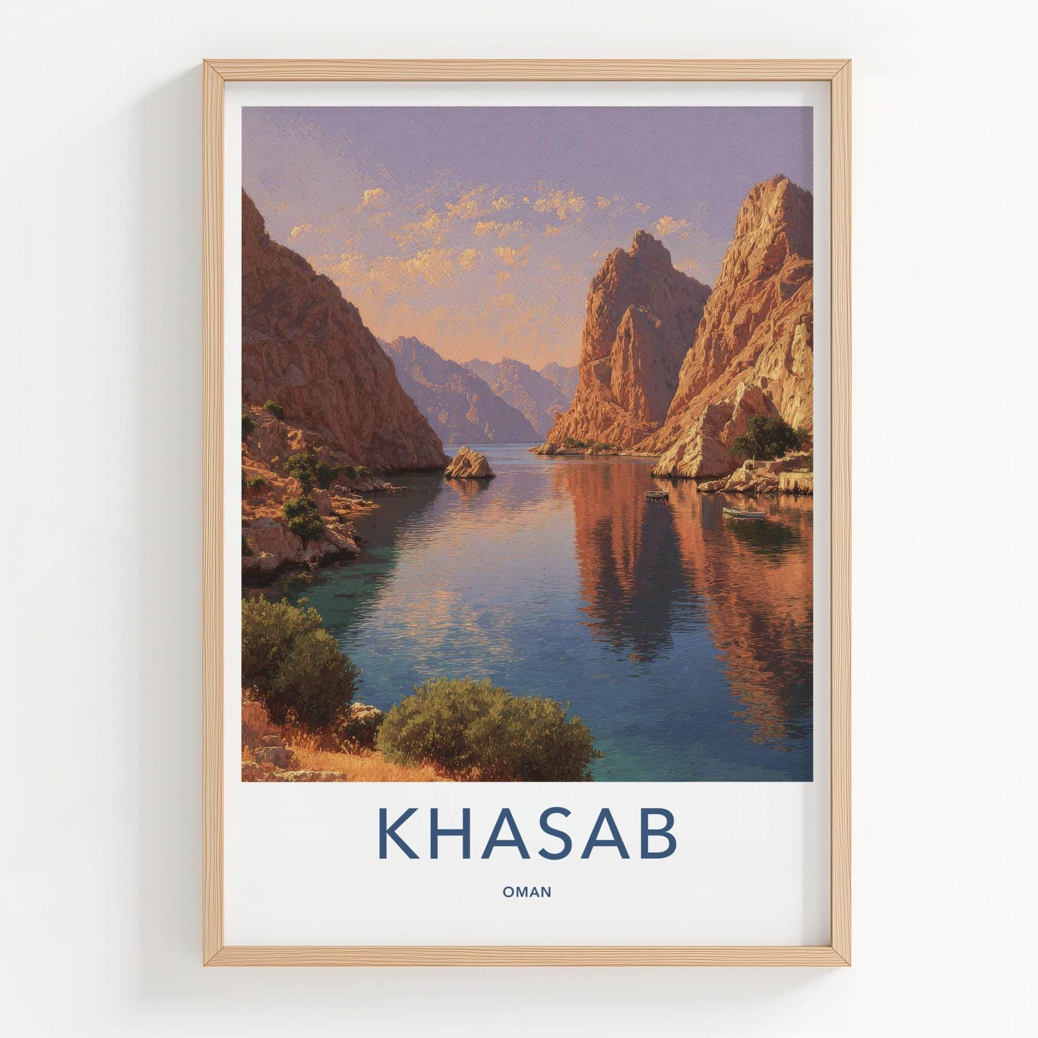 Khasab Poster - Oman Travel Art - Stunning Fjord Landscape Home Decor