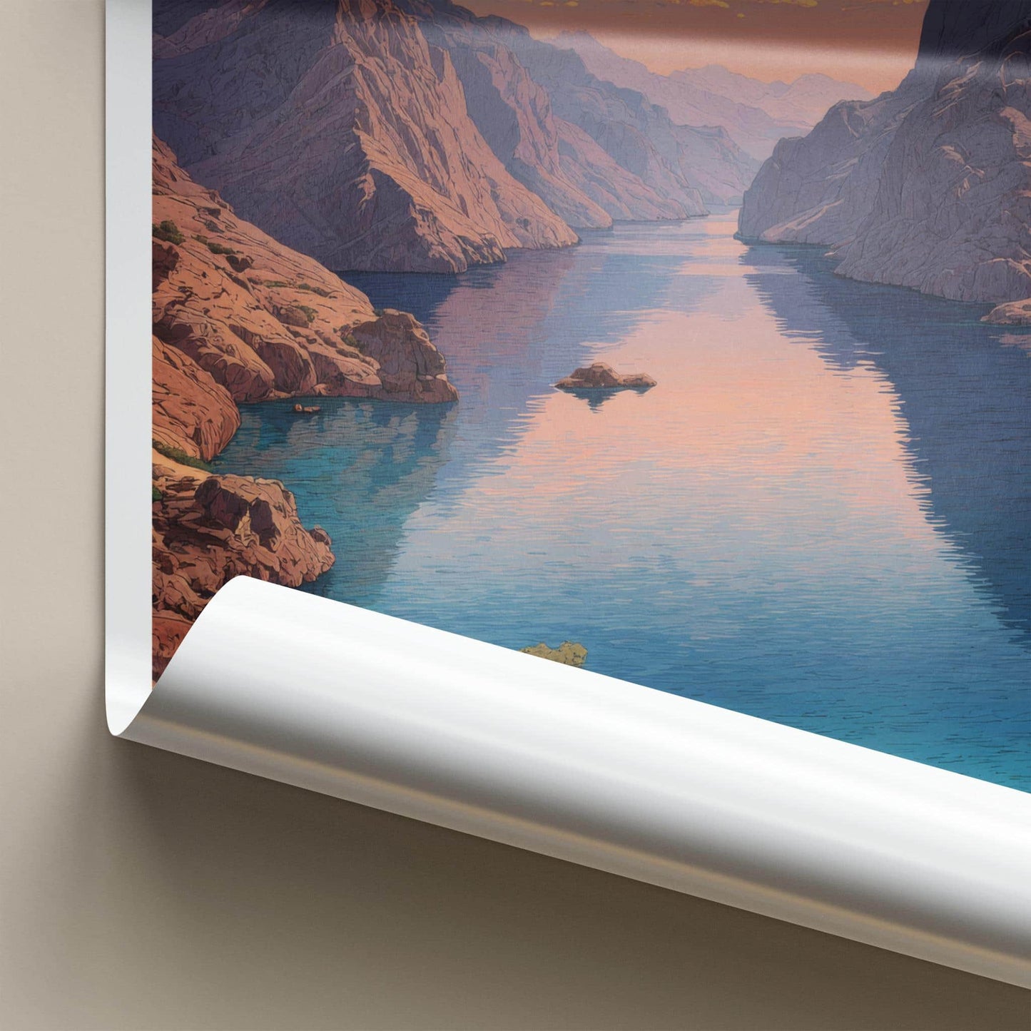 Khasab Poster - Oman Wall Art - Mountainous Fjord Channel Home Decor