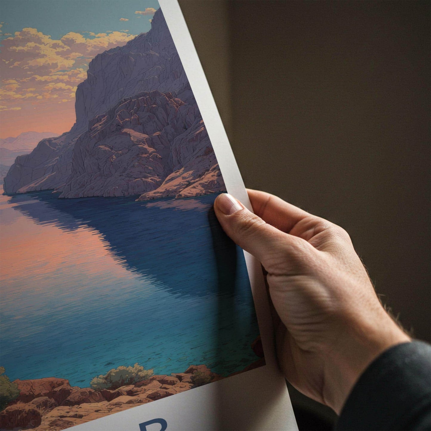 Khasab Poster - Oman Wall Art - Mountainous Fjord Channel Home Decor