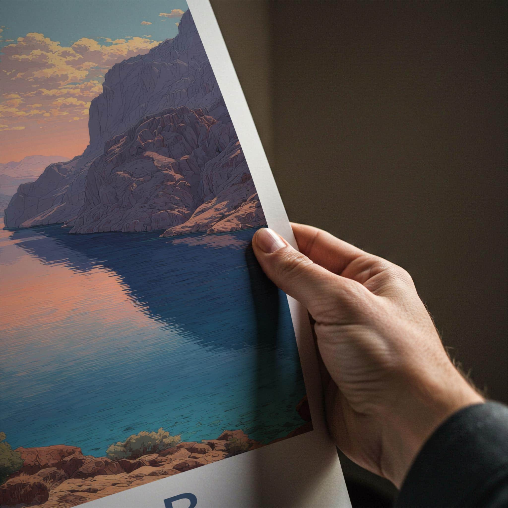 Khasab Poster - Oman Wall Art - Mountainous Fjord Channel Home Decor