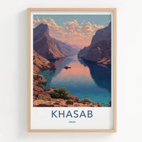 Khasab Poster - Oman Wall Art - Mountainous Fjord Channel Home Decor