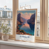 Khasab Poster - Oman Wall Art - Mountainous Fjord Channel Home Decor