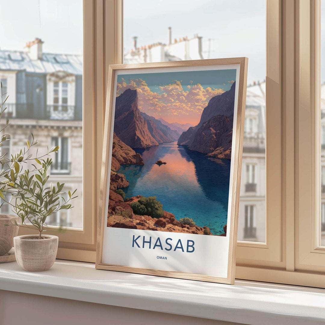 Khasab Poster - Oman Wall Art - Mountainous Fjord Channel Home Decor