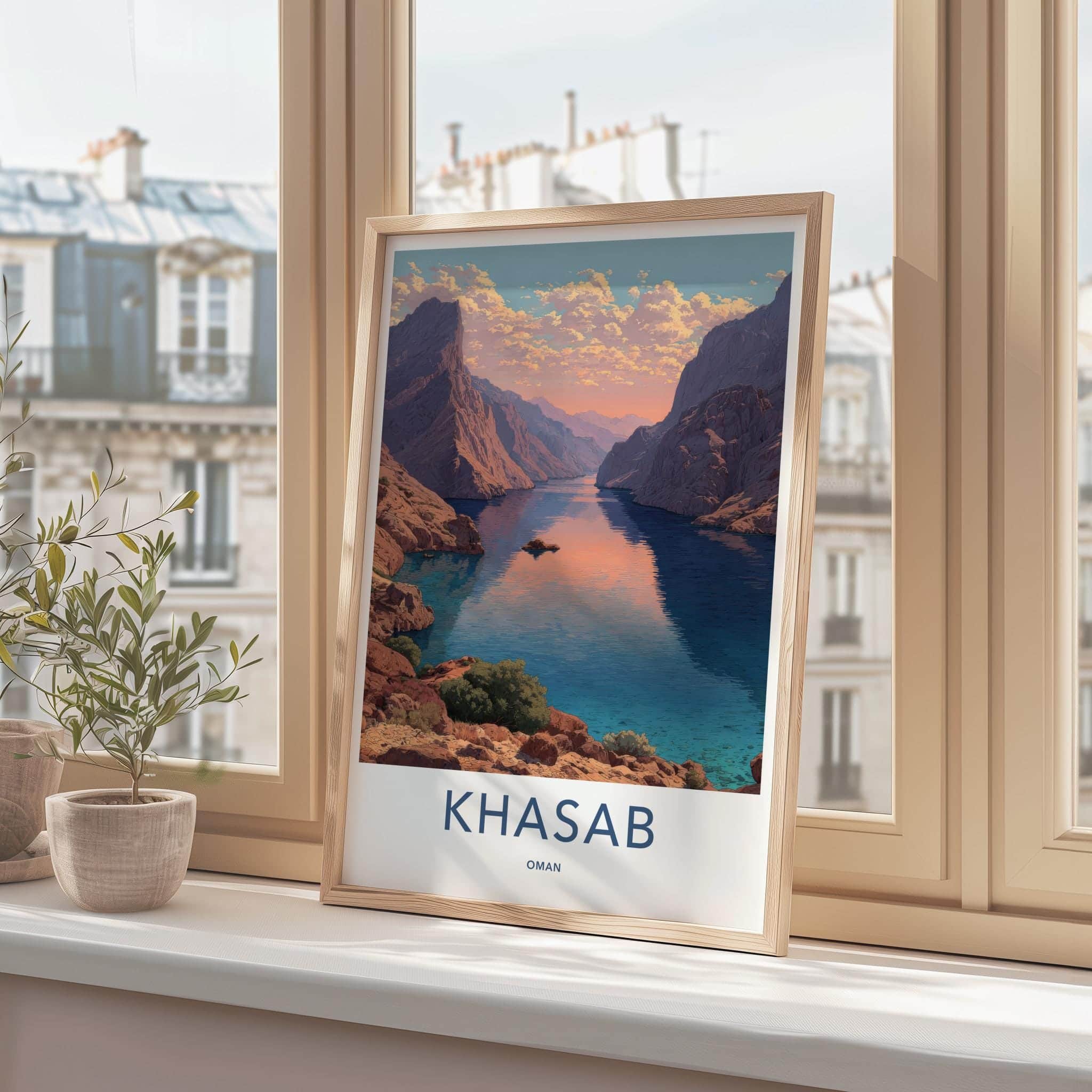 Khasab Poster - Oman Wall Art - Mountainous Fjord Channel Home Decor